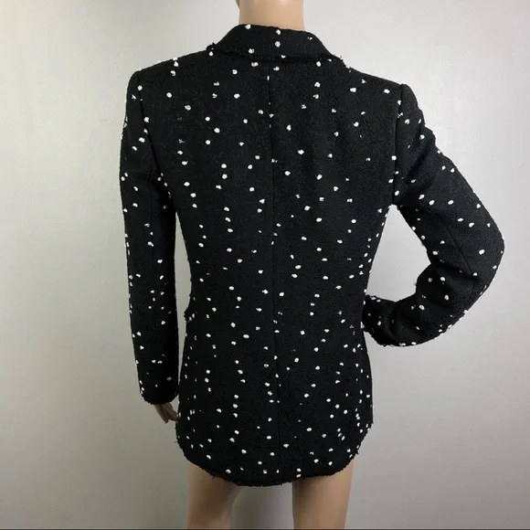 REBECCA TAYLOR BLACK BOUCLE DOT TWEED BLAZER - Picture 8 of 10